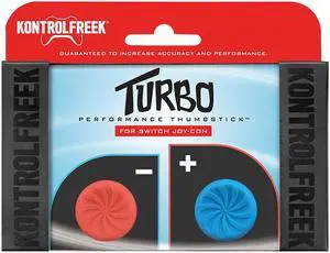 KontrolFreek Turbo Thumb Grips for Nintendo Switch Joy-Con | Performance Thumbsticks | 2 High-Rise Concave | Red/Blue