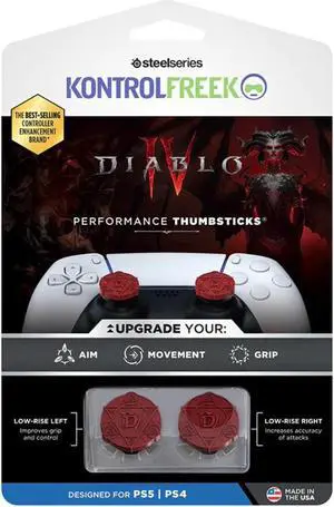 KontrolFreek FPS Freek Diablo IV for PS4 and PS5 | Performance Thumbsticks | 1 Low-Rise, 1 Low-Rise | Diablo IV Red