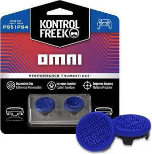 KontrolFreek FPS Freek Omni for PS4 and PS5 | Performance Thumbsticks | 1 Low-Rise, 1 Low-Rise | Blue