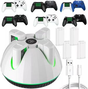 LGML Charger for Xbox One and Xbox Series with 4 1100mah batteries White