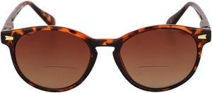 "The Brilliance" Polarized Bifocal Sunglasses - Round, Full Frame Reading Sunglasses for Women and Men +1.50 Tortoise