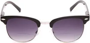 "The Executive" Classic Semi-Rimless Bifocal Reading Sunglasses for Men and Women - Hard Carrying Case Included +3.00 Black