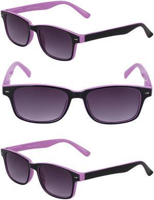 "The Summerville" 3 Pair of Full Reading Lens Sunglasses for Women and Men +2.75 Purple