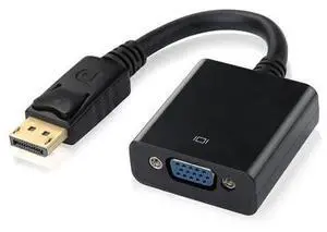 Black 1080P 20 Pin DP DisplayPort Male To 15 Pin VGA Female Adapter Cable Converter for Macbook, ThinkPad, PC, Laptop, Digital Monitor, Projector, Computers Black 1080P 20 Pin DP DisplayPort Male To 15 Pin VGA Female Adapter Cable Converter for Macbook, ThinkPad, PC, Laptop, Digital Monitor, Projector, Computers