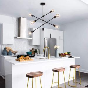 Sputnik Chandelier,6 Lights Modern Pendant Light,Industrial Vintage Black Flush Mount Ceiling Light Fixtures for Dining Room Kitchen Island Bedroom