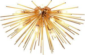 Garwarm Sputnik Chandelier Light Fixtures,Mid-Century Gold Chandelier with 12 Lights,Semi Flush Mount Ceiling Light for Bedroom Living Dining Room,E12,Dia 29.5 Inch
