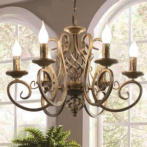 Garwarm French Country Chandeliers,6 Lights Candle Wrought Iron Chandelier,Rustic Farmhouse Pendant Light Fixture Hanging Lighting for Kitchen Island,Dining Room,Living Room,Foryer