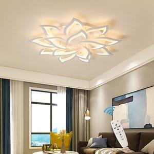 Garwarm LED Dimmable Flower Shape Ceiling Light 14-Head Modern Petal Flush Mount Ceiling Lamp with Remote Control White Metal Acrylic Ceiling Chandelier Lighting for Living Room Bedroom Dining Room