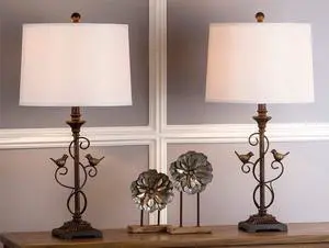 Rustic Farmhouse Oil-Rubbed Bronze 28-inch Bedroom Living Room Home Office Desk Nightstand Table Lamp Set of 2 (LED Bulbs Included)