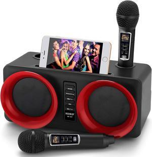 Karaoke Machine, Portable PA Speaker System with 2 Wireless Microphone for Home Party, Meeting, Wedding, Church, Picnic, Outdoor/Indoor
