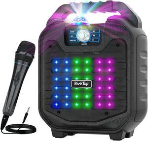 Karaoke Machine, Upgrade Bluetooth Karaoke Speaker for Adults & Kids Portable Mic and Speaker Machine with Disco Lights and Wired Microphone for Birthday Party Christmas