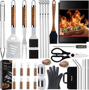 Stainless steel barbecue tool set, suitable for camping, tail party for men and women on Father's Day.