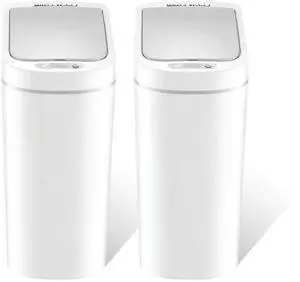 Wenger  SmartClean Touchless Sensor Trash Can Set of 2, Automatic Hands-Free Operation, Waterproof Sensor Head, Slim Rectangular Design for Offices and Indoor Maintenance