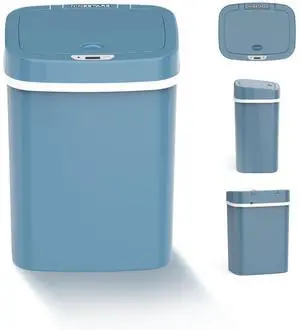Wenger Smart Sensor Trash Can 12L Plastic, Fast Hands-Free Lid Opening, Adjustable Sensor Range, Knee and Hand Activation, Ideal for Modern Kitchen Organization blue