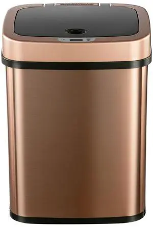 Wenger Kitchen Storage Bin 12L Stainless Steel Intelligent Sensor Trash Can with One-Touch Control and Adjustable Sensor Range for Home Organization golden