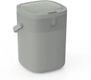 BrandName Smart Sensor Trash Can 12L Plastic with Motion-Sensing Lid, Adjustable Sensing Distance, Hidden Bag Storage, Soft-Close, Foot Kick Operation, PU Leather Handle, Long Battery Life