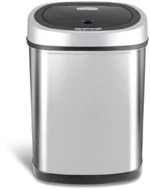 Wenger Stainless Steel Touchless Kitchen Trash Can 42L with Motion Sensor, Odor Control, Fingerprint-Resistant, Hidden Bag Ring, Waterproof, Silver, Ideal for Home or Office