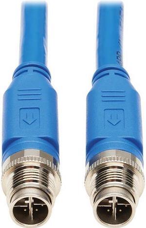 Tripp Lite M12 X-Code Cat6a Shielded Ethernet Cable, 10G F/UTP CMR-LP (M/M), IP68, 60W Power over Ethernet, Blue, 6.6 Feet / 2 Meters (NM12-6A1-02M-BL)
