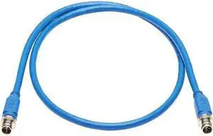 Tripp Lite M12 X-Code Cat6a Shielded Ethernet Cable, 10G F/UTP CMR-LP (M/M), IP68, 60W Power over Ethernet, Blue, 3.3 Feet / 1 Meter (NM12-6A1-01M-BL)