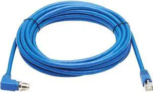 Tripp Lite M12 X-Code Cat6a Shielded Ethernet Cable, Right-Angle M12/RJ45 Cable, 10G F/UTP CMR-LP (M/M), IP68, 60W Power over Ethernet, Blue, 9.8 Feet / 3 Meters (NM12-6A4-03M-BL)