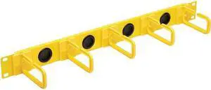 Tripp Lite Horizontal Cable Manager - Flexible Rings, Yellow, 1U