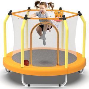 Mersco 55" Mini Toddler Trampoline for Kids Ages 1+ Indoor & Outdoor Trampoline with Net Small Children Trampolines with Basketball Hoop,Baby Toys Gifts for Boys Girls Christmas Birthday, Orange