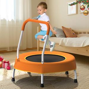 Mersco 28" Mini Toddler Trampoline Kids Indoor Trampoline with Handle Small Recreational Trampoline for Kids Ages 1+ Baby Toys Gifts for Boys Girls Christmas Birthday, Orange