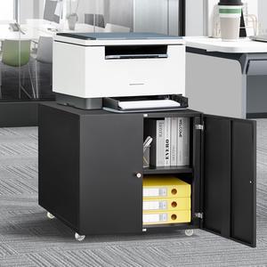 Mersco Printer Stand with Storage - Organize in Style Metal Printer Cabinet,Large Storage Space Printer Table for Small Spaces with Door - Adjustable Shelf File Cabinet for Home Office,Black