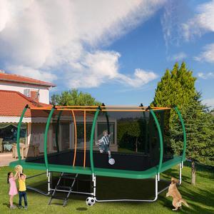 Mersco 10x16FT Rectangle Trampoline with Football Bag and Enclosure Net, Outdoor Rectangular Trampolines for Kids Adults, ASTM Approved Square Bounce Gymnastics Trampoline, 1760LBS Load-Bearing
