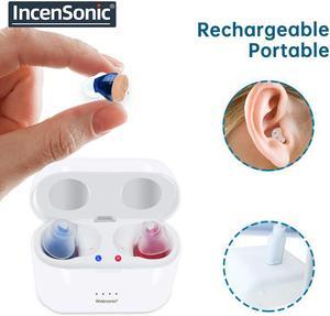 IncenSonic Rechargeable Hearing Aid Sound Amplifier in-the-Canal (ITC) Preconfigured Full Digital Hearing Amplifier for the Mild-moderate Hard of Hearing Individuals (Set of 1 Pair)