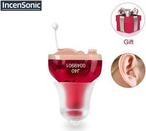 IncenSonic Hearing Aid Sound Amplifiers for Seniors Adults Noise-Cancelling - a tiny one-piece completely-in-the-canal (CIC) Invisible Adjustable Tone Voice Amplifiers J40 (Set of 1 Pair)
