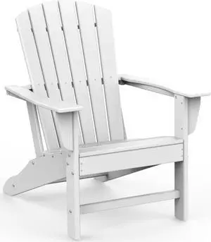 Adirondack Chairs, HDPE All-Weather Fire Pit Chairs, Plastic Campfire Chair for Deck Backyard Patio Outdoor Poolside Porch Lawn Outside, White