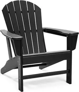 Adirondack Chairs, HDPE All-Weather Fire Pit Chairs, Plastic Campfire Chair for Deck Backyard Patio Outdoor Poolside Porch Lawn Outside, Black