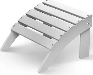 dirondack Ottoman, HDPE All Weather Outdoor Adirondack Chair Footrest, Plastic Folding Footstool for Deck Backyard Patio Outdoor Poolside Porch Lawn Indoor, 19.7 inch Width, White 1 Pcs