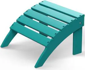 Adirondack Ottoman, HDPE All Weather Outdoor Adirondack Chair Footrest for Deck Backyard Patio Outdoor Poolside Porch Lawn Indoor, 19.7 inch Width, White Green 1PCS
