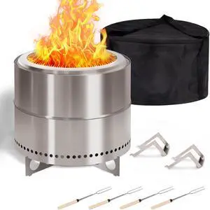 Smokeless-Fire-Pit, 304 Stainless-Steel-Firepit, Portable Outdoor Pits for Camping with Stand Bag & Sticks & Holders, Solo Wood Burning Bonfire, Low Smoke Stove 19 ' '