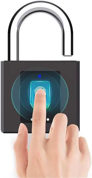 Large Size Keyless USB Rechargeable Door Lock Fingerprint Smart Padlock Quick Unlock Zinc alloy Metal For Warehouse Factory