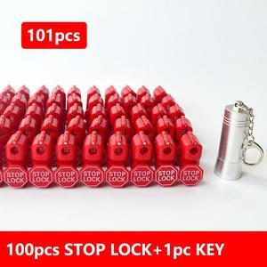 101pcs Stop Lock and Magnetic Key Detacher for Store Display Security Hook Stem&peg Stoplok Plastic Little Red Hook Lock