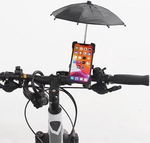Mobile Phone Holder with Sun Umbrella Rainproof Shockproof Sunshade Creative Bicycle Phone Holder Outdoor Cell Phone Holder for 0.78-0.98 Bicycle Handle, 2.55-3.34Width Phone (Black)