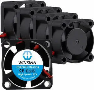 WINSINN 25mm Fan 5V 12V 24V Hydraulic Bearing Brushless 2510 25x10mm for DIY Mini Cooling PCB/Notebook/Graphics Card 2PIN (Pack of 5Pcs) 12V