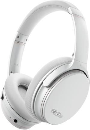 Srhythm NC35 Noise Cancelling Headphones Wireless Bluetooth 5.3, Fast Charge Over-Ear Lightweight Headset with Microphones,Mega Bass 50+ Hours Playtime White