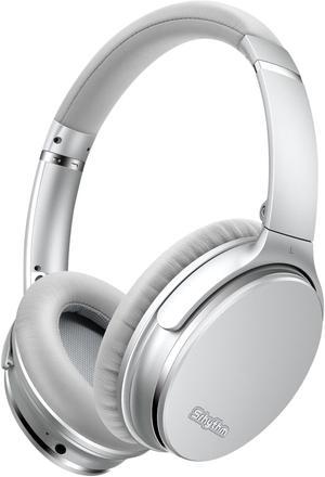 Srhythm NC35 Noise Cancelling Headphones Wireless Bluetooth 5.3, Fast Charge Over-Ear Lightweight Headset with Microphones,Mega Bass 50+ Hours Playtime Silver