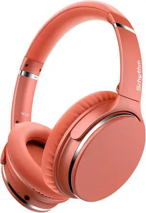 Srhythm NC25 Active Noise Cancelling Headphones Bluetooth 5.3,ANC Stereo Headset Over-Ear with Hi-Fi,Mic,50H Playtime,Voice Assistant,Low Latency Game Mode Orange