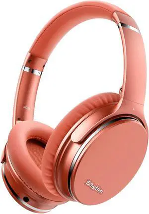 Srhythm NC35 Noise Cancelling Headphones Wireless Bluetooth 5.3, Fast Charge Over-Ear Lightweight Headset with Microphones,Mega Bass 50+ Hours Playtime Orange