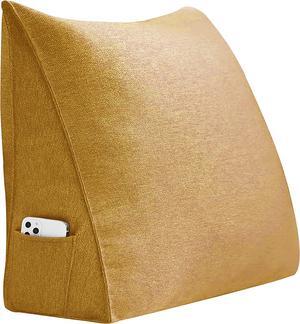 Rucener Linen Polyester Fiber Filled Triangular Wedge Pillow Positioning Support Reading Backrest Cushion for Sofa Bed Day Bed and Upholstered Headboard with Removable and Washable Cover