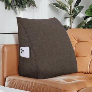 Rucener Linen Polyester Fiber Filled Triangular Wedge Pillow Positioning Support Reading Backrest Cushion for Sofa Bed Day Bed and Upholstered Headboard with Removable and Washable Cover