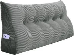 Rucener Triangular Reading Pillow Large Bolster Headboard Backrest Positioning Support Wedge Pillow for Day Bed Bunk Bed with Removable Cover