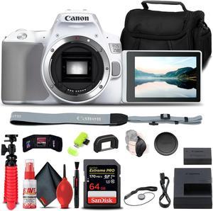 Canon EOS 250D  Rebel SL3 DSLR Camera Body Only  White 64GB Card  Bundle