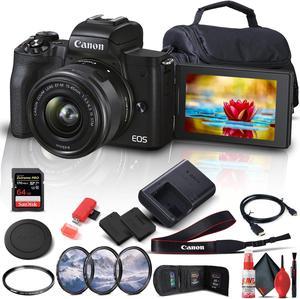 Canon EOS M50 Mark II Mirrorless Digital Camera with 1545mm Lens Starter Bundle