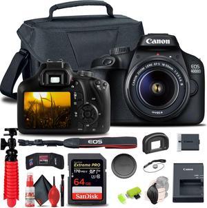 Canon EOS 4000D / Rebel T100 DSLR Camera with 18-55mm Lens + 64GB Card Ultimate Storage Bundle